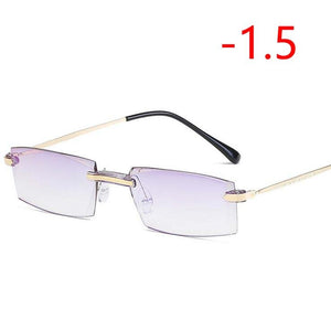 High-grade Coating Frameless Finished Myopia Glasses Women Anti-blue Light Prescription Eyeglasses -1 -1.5 -2 -2.5 -3 -3.5 -4.0
