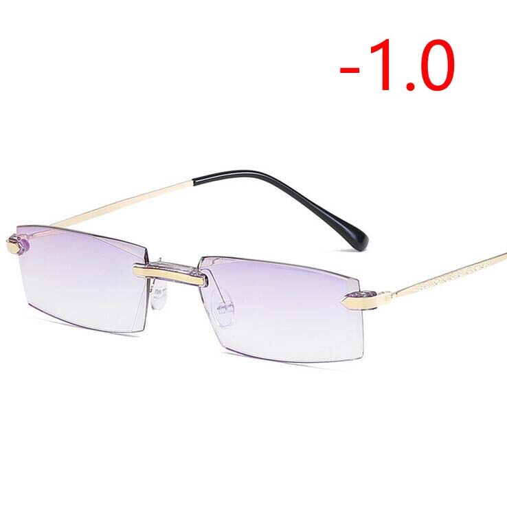 High-grade Coating Frameless Finished Myopia Glasses Women Anti-blue Light Prescription Eyeglasses -1 -1.5 -2 -2.5 -3 -3.5 -4.0