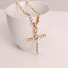 Load image into Gallery viewer, High quality Fast &amp; Furious Celebrity Vin Diesel Item Crystal Jesus Cross Pendant Necklace for Men Gift Jewelry