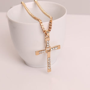 High quality Fast & Furious Celebrity Vin Diesel Item Crystal Jesus Cross Pendant Necklace for Men Gift Jewelry