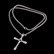 Load image into Gallery viewer, High quality Fast &amp; Furious Celebrity Vin Diesel Item Crystal Jesus Cross Pendant Necklace for Men Gift Jewelry
