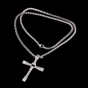 High quality Fast & Furious Celebrity Vin Diesel Item Crystal Jesus Cross Pendant Necklace for Men Gift Jewelry
