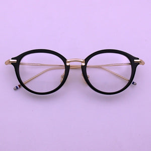 High quality Round Acetate Alloy Temple Glasses frames for Men and Women TB011 eyeglasses myopia reading eyewear Oculos