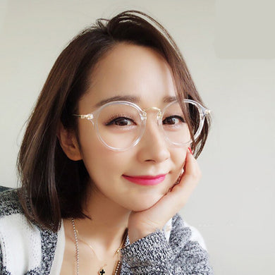 Women Clear Lens Eyewear Unisex Retro Clear Glasses Oval Frame Metal Temples Eyeglasses oculos de grau femininos