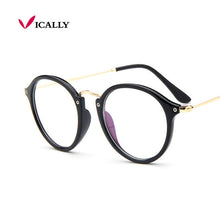Carica l&#39;immagine nel visualizzatore di Gallery, Women Clear Lens Eyewear Unisex Retro Clear Glasses Oval Frame Metal Temples Eyeglasses oculos de grau femininos