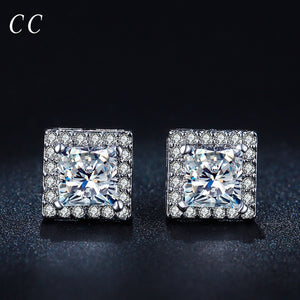 High quality square shaped AAA cubic zircon stud earrings for women wedding engagement trendy fashion jewelry girls' gift CCE042
