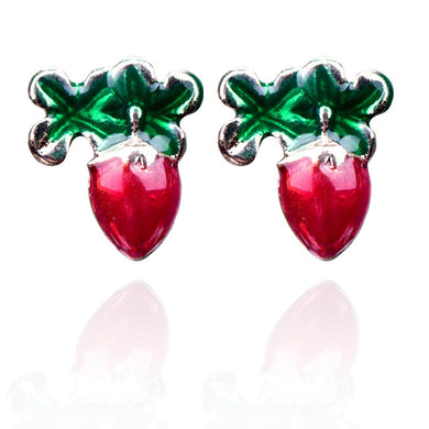 Hight Quality Fashion Jewelry Cute Cartoon Red Strawberry Stud Earrings For Women and Girls Creative Art Fruits Plants Earrings