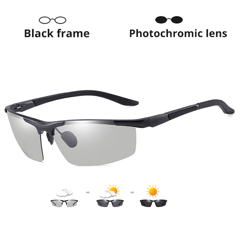 Hight Quality Men Polarized Sunglasses Rimless Square frame Photochromic Brand Design Women Driving Goggles Sun glasses UV400
