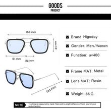 Load image into Gallery viewer, Higodoy Double Brige Vintage Square Men Sunglass Ovesized Sexy  Women Sunglasses  Retro Clear Metal Glasses