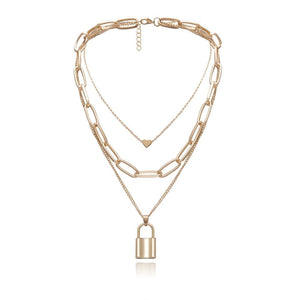 Hip Hop Multi Layers chain necklace with heart lock women/men punk ro –  Cinily