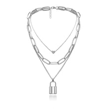Load image into Gallery viewer, Hip Hop Multi Layers chain necklace with heart lock women/men punk rock padlock pendant necklace emo grunge Goth jewelry