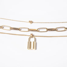 Load image into Gallery viewer, Hip Hop Multi Layers chain necklace with heart lock women/men punk rock padlock pendant necklace emo grunge Goth jewelry