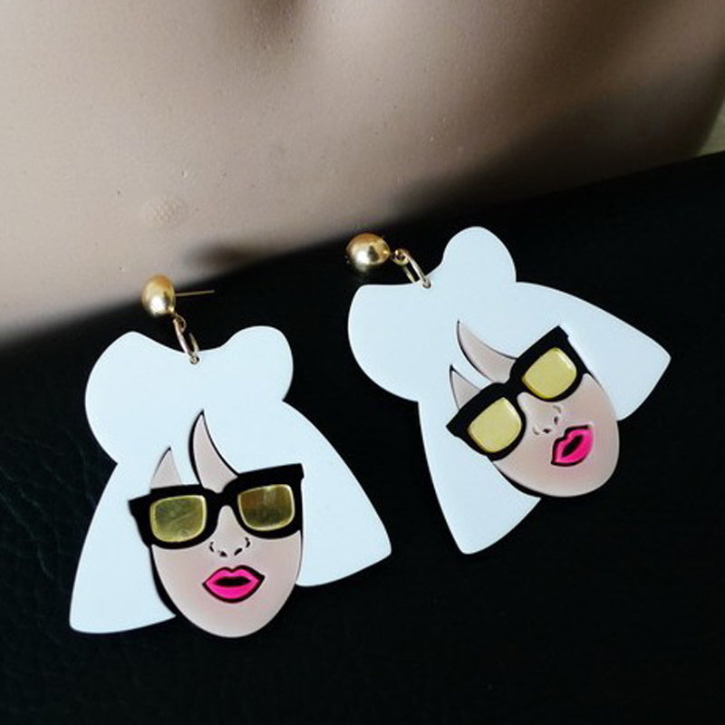 hop Funny Lady Gaga nightclub bar show exaggerated big acrylic earrings ec