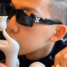 Load image into Gallery viewer, Hip-hop Square Sunglasses Women Men Off Notch Hole Design White Sun Glasses Blue Ladies Vintage Shados Eyewear UV Protection