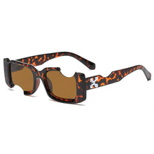 Load image into Gallery viewer, Hip-hop Square Sunglasses Women Men Off Notch Hole Design White Sun Glasses Blue Ladies Vintage Shados Eyewear UV Protection