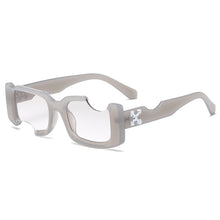 Load image into Gallery viewer, Hip-hop Square Sunglasses Women Men Off Notch Hole Design White Sun Glasses Blue Ladies Vintage Shados Eyewear UV Protection