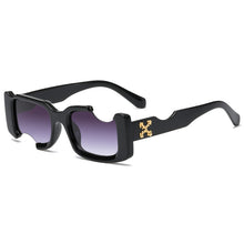 Load image into Gallery viewer, Hip-hop Square Sunglasses Women Men Off Notch Hole Design White Sun Glasses Blue Ladies Vintage Shados Eyewear UV Protection
