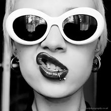 Load image into Gallery viewer, Hippie Retro Glasses White Oval Sunglasses Women Men Hip Hop Eyewear Rave Festival Sun Glasses Celebrity Cute Sexy Shades