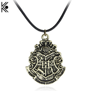 Hogwarts scho Slytherin leather pendant Necklace High quality Vintage Jewelry statement necklace Gryffindor Slytherin badge
