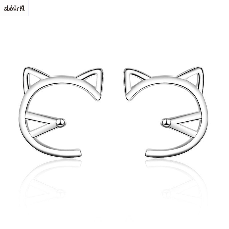 Hollow Cat Stud Earrings for Girls Kids Child Animal Cute Earrings 2018 Korean Simple Earrings Fashion Jewelry 2018 Women Gifts
