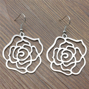Hollow Rose Flowers Drop Earrings Fashion Hollow Rose Flowers Dangle Earrings Hollow Rose Flowers Vintage Earrings For Women