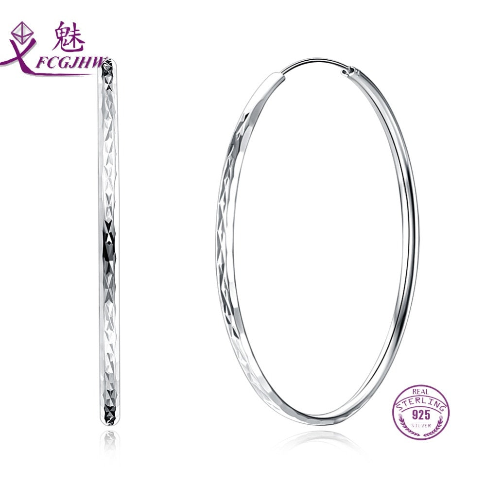 Hoop Earrings for Women Sterling Silver 925 Fine jewelry Statement BOHO Bohemia Simple For Girls Party Valentines D Gift