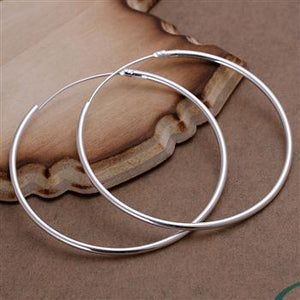 Hot 925 stering silver jewelry silver earrings fashion women findings big huge smooth round earings CE042