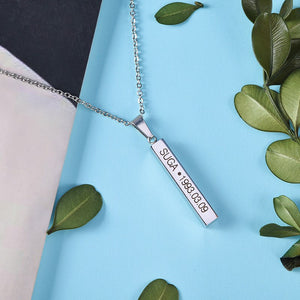 Hot BTS Members Name Date Cuboid Bar Pendant Necklace Fashion Jewelry Silver Titanium Chain Necklaces & Pendants for Fans