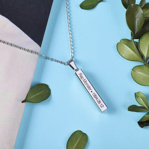 Hot BTS Members Name Date Cuboid Bar Pendant Necklace Fashion Jewelry Silver Titanium Chain Necklaces & Pendants for Fans