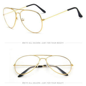 Hot Classic Clear Glasses Gold Frame Vintage Sunglass Women Men Optical Aviation Eyeglasses Transparent Clear Oculos De Grau