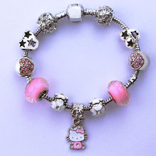 Carica l'immagine nel visualizzatore di Gallery, Hot Cute Cat Kitty Charms Fit Original Bracelet Bangle Pink Murano Glass Beads Bracelets for Women Lady Girls DIY Jewelry Gift