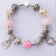 Carica l'immagine nel visualizzatore di Gallery, Hot Cute Cat Kitty Charms Fit Original Bracelet Bangle Pink Murano Glass Beads Bracelets for Women Lady Girls DIY Jewelry Gift