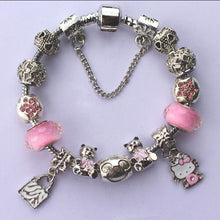 Carica l'immagine nel visualizzatore di Gallery, Hot Cute Cat Kitty Charms Fit Original Bracelet Bangle Pink Murano Glass Beads Bracelets for Women Lady Girls DIY Jewelry Gift
