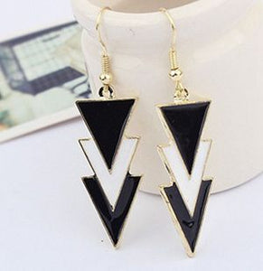 Hot Fashion Alloy Metal Earrings Enamel Geometry Triangle Ear Earrings Women Jewelry 1Pair