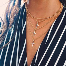 Carica l&#39;immagine nel visualizzatore di Gallery, Hot Fashion Gold Choker Multi Layer Necklace Tiny Sequins Moon Cross Pendant Necklace For Women Bohemian Jewelry Ethnic Collar