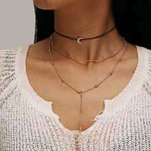 Carica l&#39;immagine nel visualizzatore di Gallery, Hot Fashion Gold Choker Multi Layer Necklace Tiny Sequins Moon Cross Pendant Necklace For Women Bohemian Jewelry Ethnic Collar