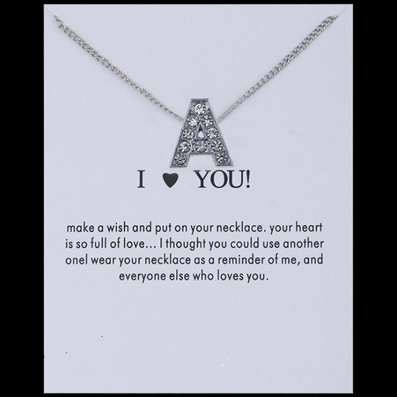Hot Fashion Silvery Charms Necklace crystal Pendant letters For Women Jewelry Personalized Letters Necklaces
