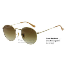 Load image into Gallery viewer, sunglasses Classic Round Metal style frame Glass gradient lens 50 size arista unisex women summer dress