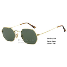 Load image into Gallery viewer, sunglasses Hexagonal style Gold frame Flat glass Mirror lens Tortoise sleeves 53 size unisex summer dress