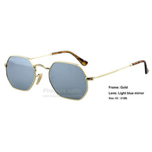 Load image into Gallery viewer, sunglasses Hexagonal style Gold frame Flat glass Mirror lens Tortoise sleeves 53 size unisex summer dress
