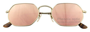 sunglasses Hexagonal style Gold frame Flat glass Mirror lens Tortoise sleeves 53 size unisex summer dress