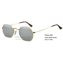 Load image into Gallery viewer, sunglasses Hexagonal style Gold frame Flat glass Mirror lens Tortoise sleeves 53 size unisex summer dress