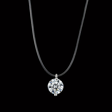 Female Transparent Fishing Line Necklace Silver Color Invisible Chain Necklace For Women Rhinestone Choker Necklace Collier