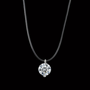 Female Transparent Fishing Line Necklace Silver Color Invisible Chain Necklace For Women Rhinestone Choker Necklace Collier