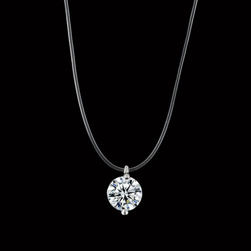 Female Transparent Fishing Line Necklace Silver Color Invisible Chain Necklace For Women Rhinestone Choker Necklace Collier