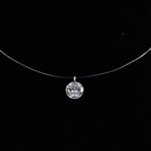Female Transparent Fishing Line Necklace Silver Color Invisible Chain Necklace For Women Rhinestone Choker Necklace Collier