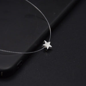 Female Transparent Fishing Line Necklace Silver Color Invisible Chain Necklace For Women Rhinestone Choker Necklace Collier
