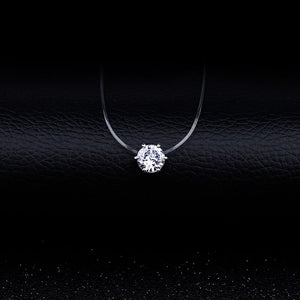 Female Transparent Fishing Line Necklace Silver Color Invisible Chain Necklace For Women Rhinestone Choker Necklace Collier