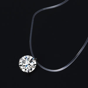 Female Transparent Fishing Line Necklace Silver Color Invisible Chain Necklace For Women Rhinestone Choker Necklace Collier