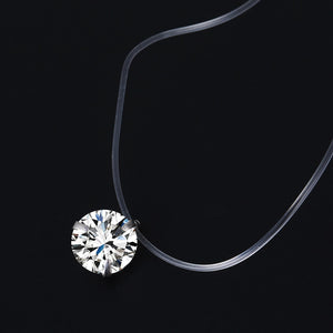 Female Transparent Fishing Line Necklace Silver Color Invisible Chain Necklace For Women Rhinestone Choker Necklace Collier